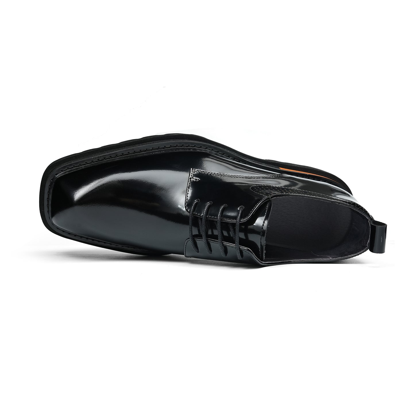 Cinematic Square-Toe Derby: Architectural Sole & Contrast Detailing