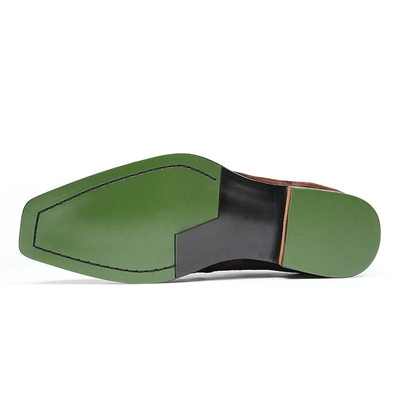 Men's Oxford Shoes - Glossy & Suede Leather Blend