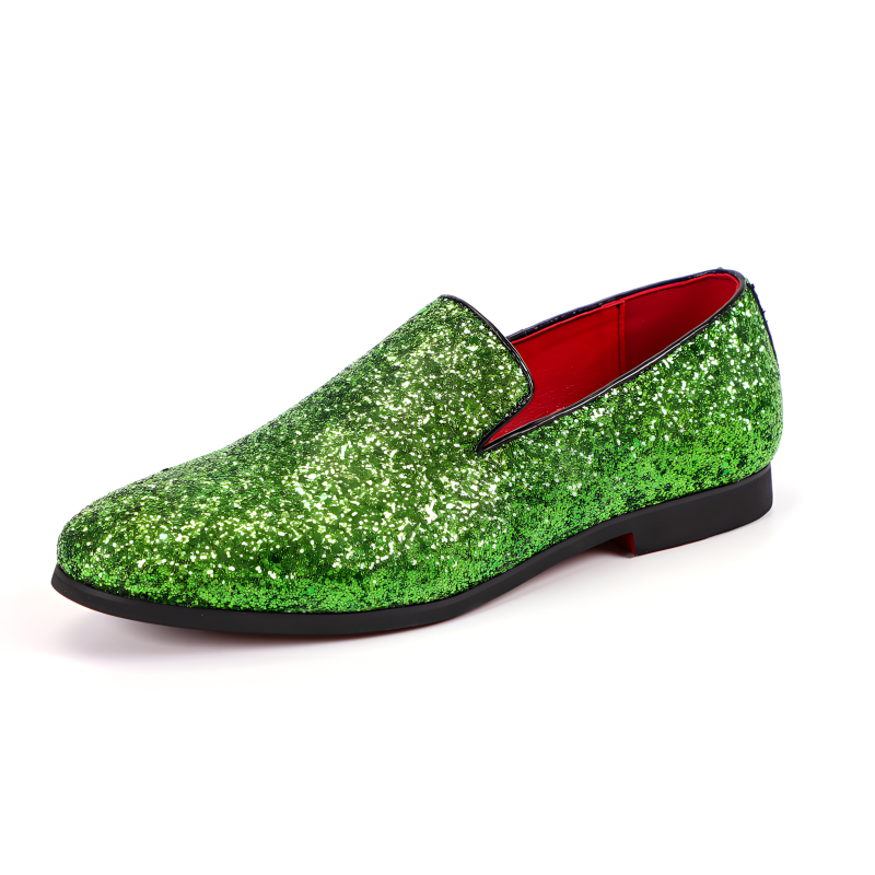Men's Glitter Loafers Dazzling Slip-On Dress Shoes