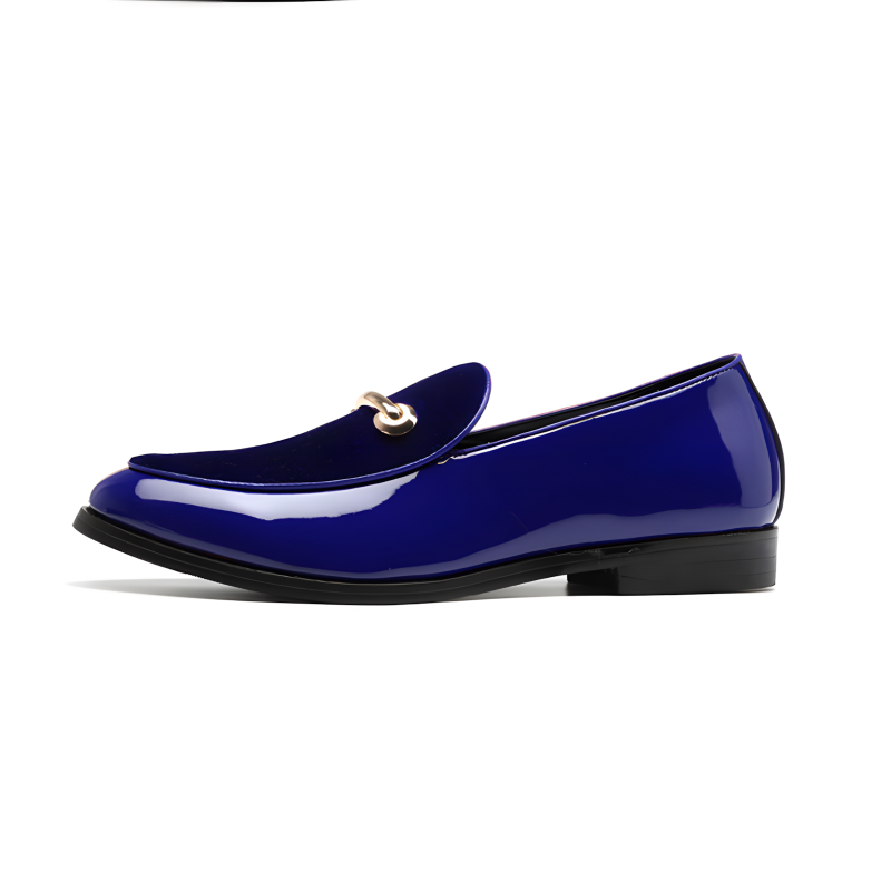 Men’s Patent Leather & Velvet Horsebit Loafers