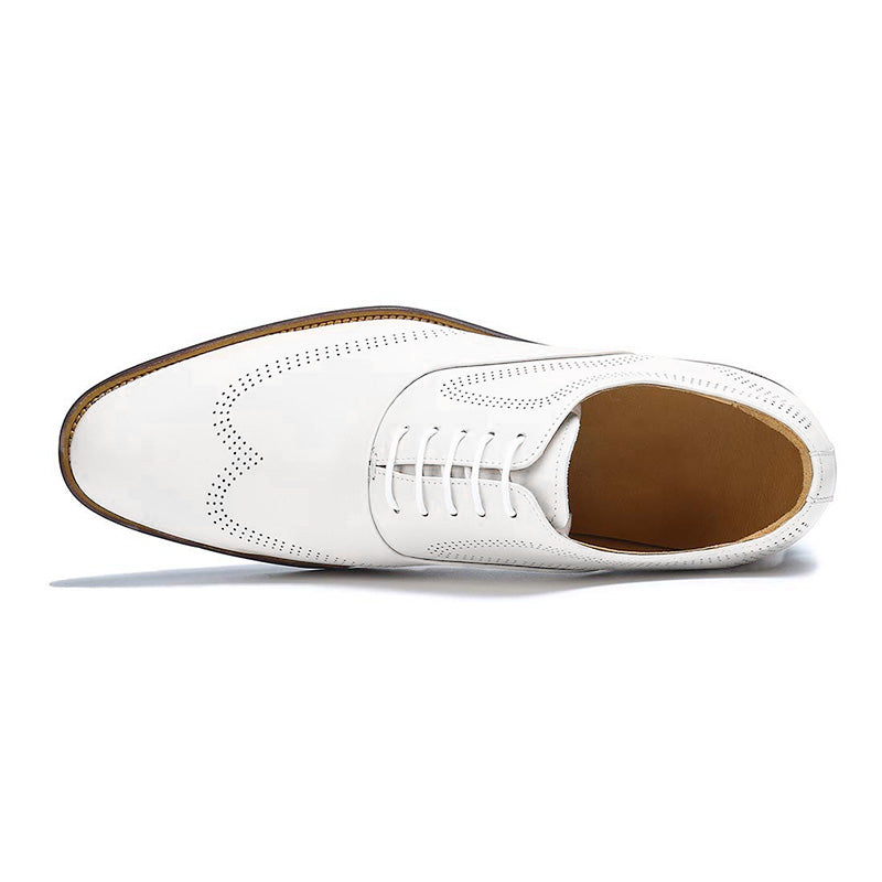 Men’s White Brogue Oxford Shoes