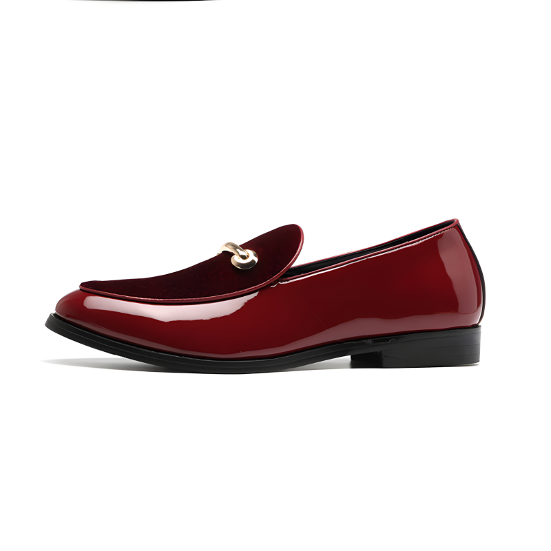 Men’s Patent Leather & Velvet Horsebit Loafers