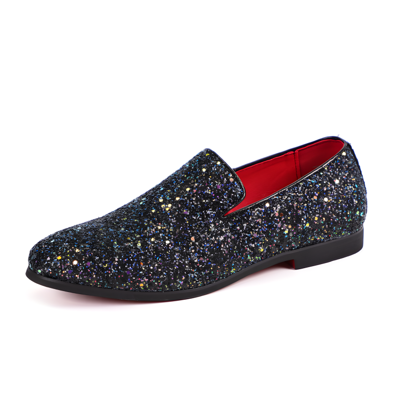 Men's Glitter Loafers Dazzling Slip-On Dress Shoes