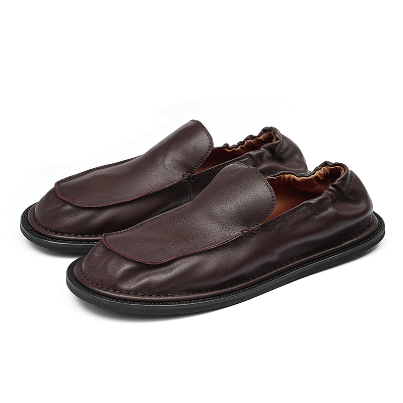 Men's Slip-On Loafers - Elastic Collar & Traction Sole