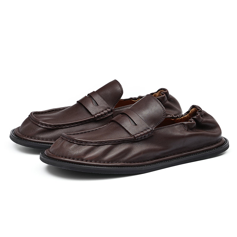 Men's Loafers - Double-Stitched Straps & Flex Heel Comfort