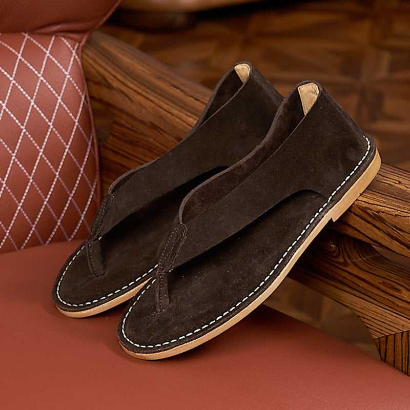 Men's Sandals Suede Leather Flip-Flop