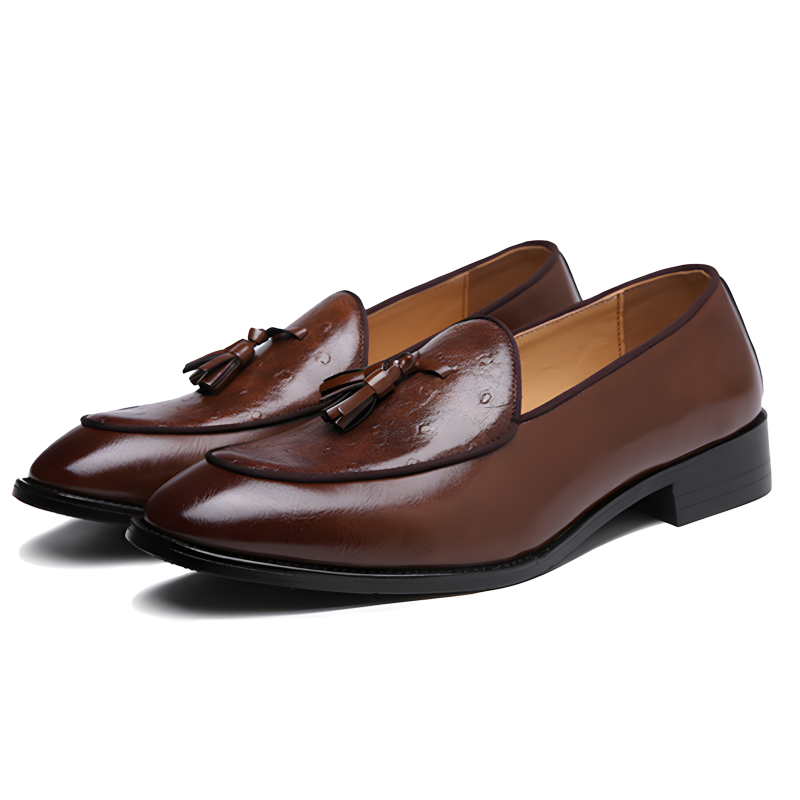 Men’s Tassel Loafers Ostrich-Embossed