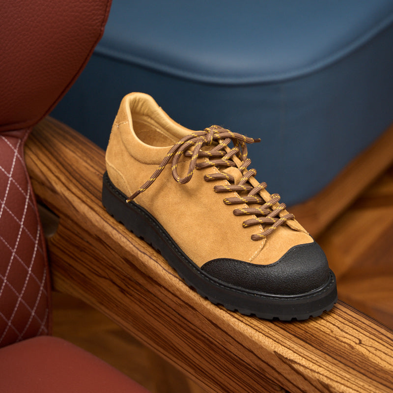 Urban Workwear Shoes: Contrast Suede Design & Rugged Lace Detailing