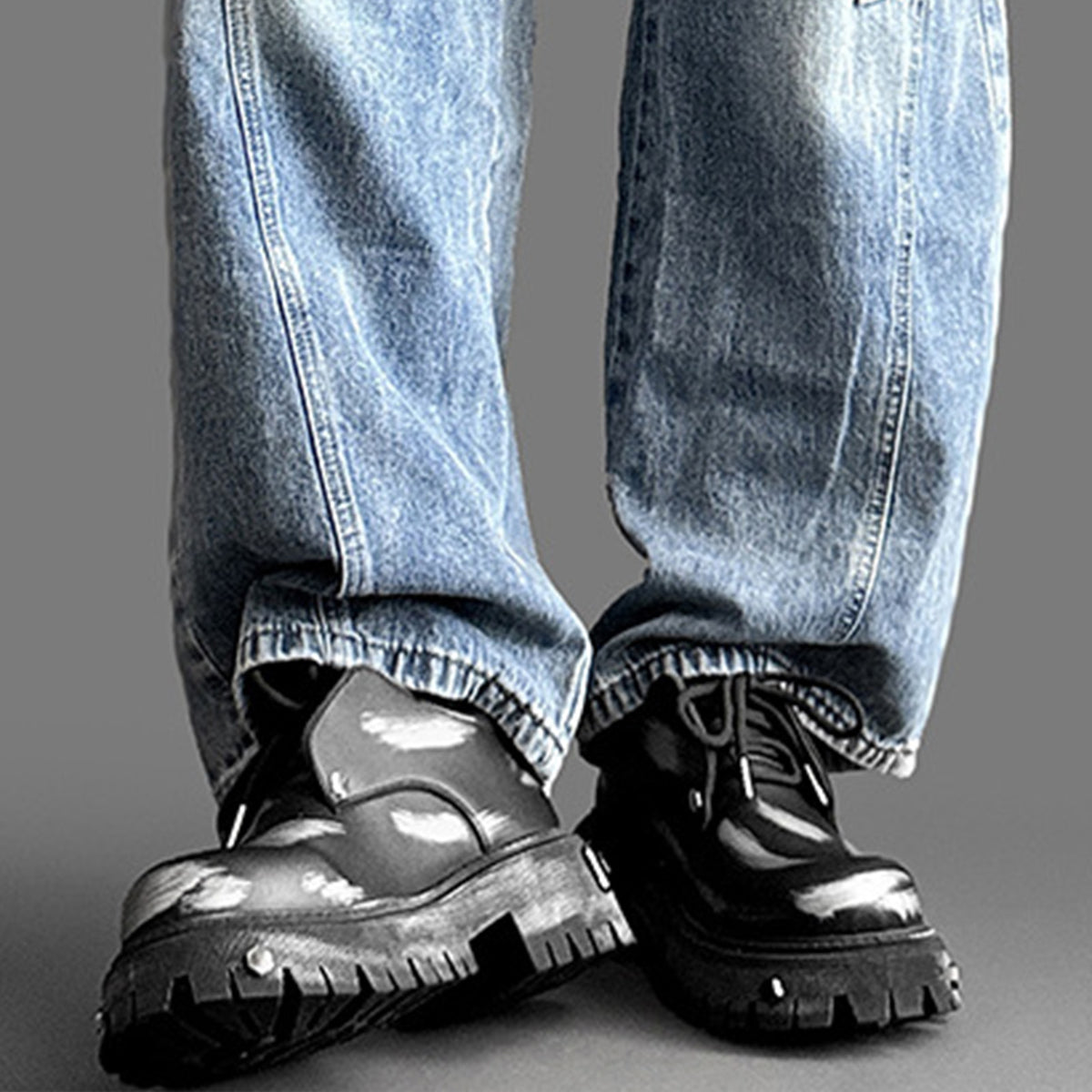 Men's Chunky Platform Derby Shoes | with Metallic Studs