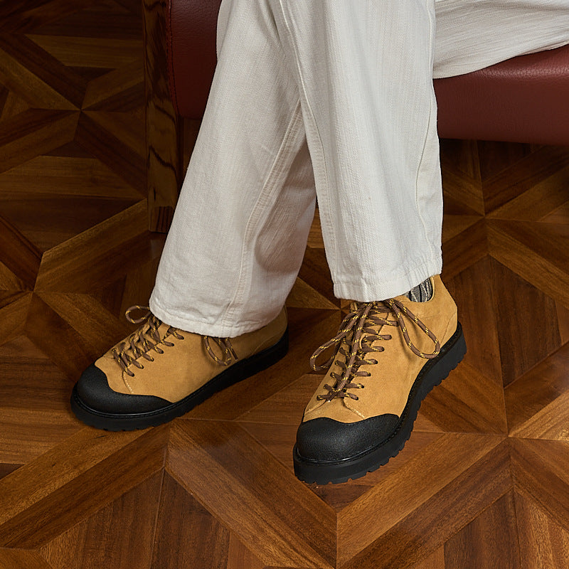 Urban Workwear Shoes: Contrast Suede Design & Rugged Lace Detailing