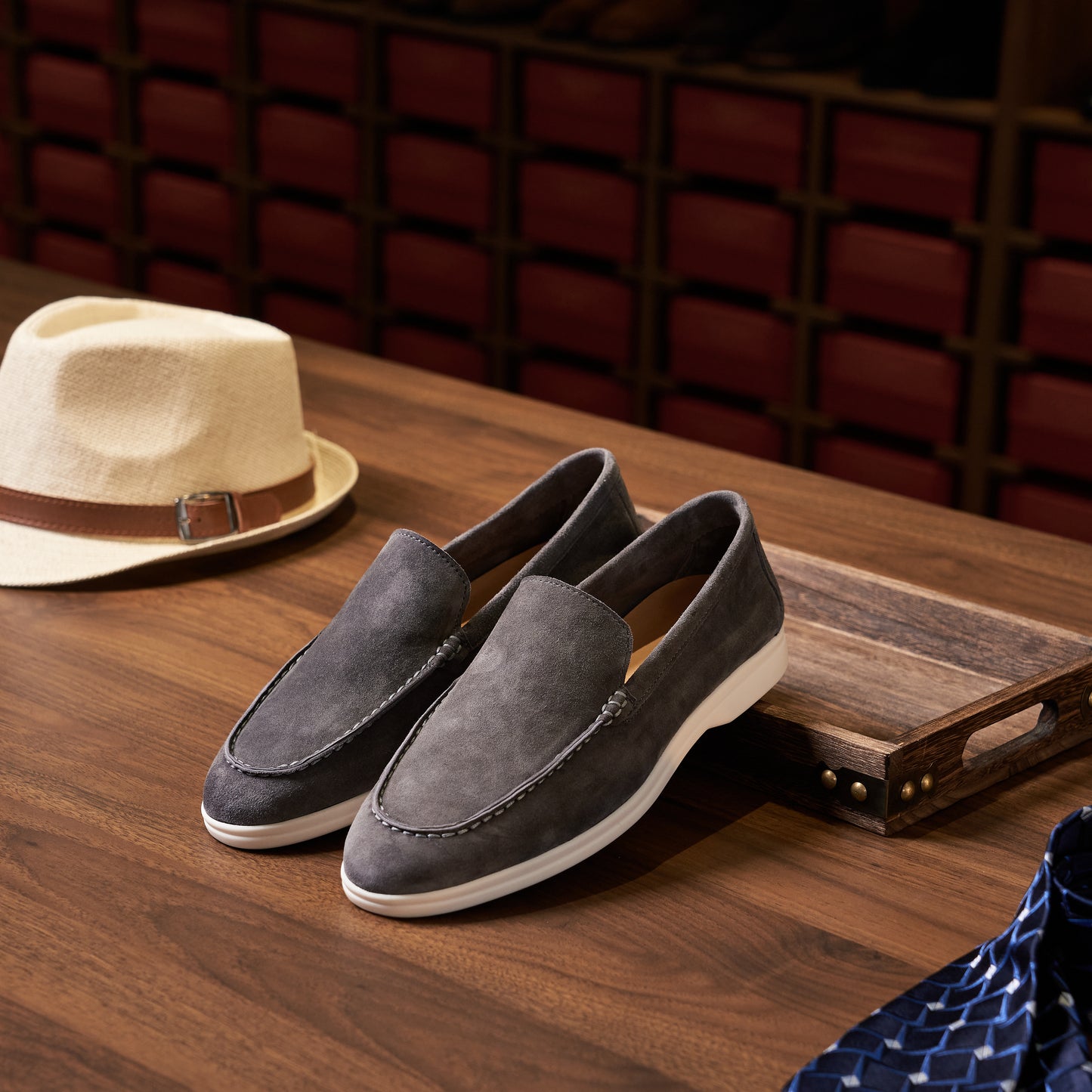 Men’s Cashmere Leather Slip-On Loafers – Soft Breathable and Slip-Resistant