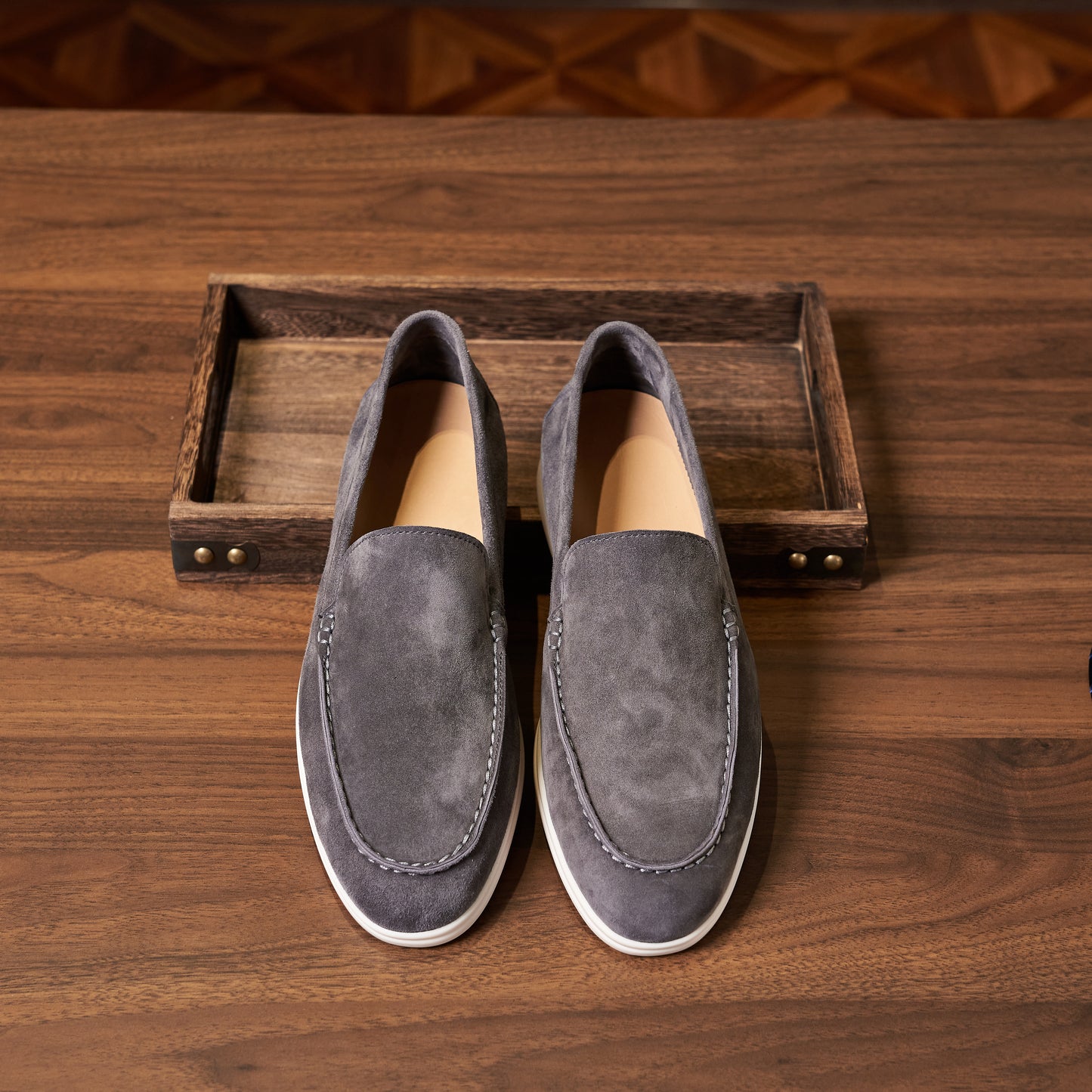 Men’s Cashmere Leather Slip-On Loafers – Soft Breathable and Slip-Resistant