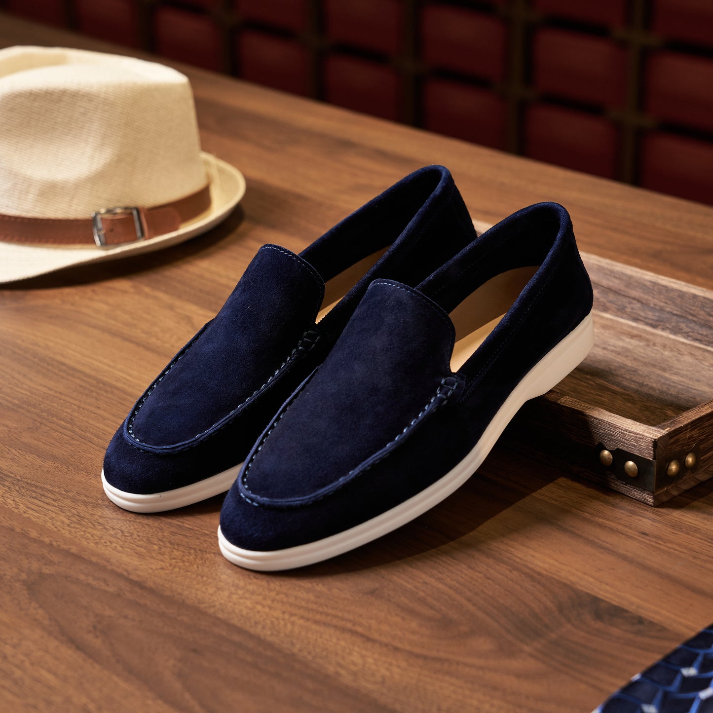 Men’s Cashmere Leather Slip-On Loafers – Soft Breathable and Slip-Resistant
