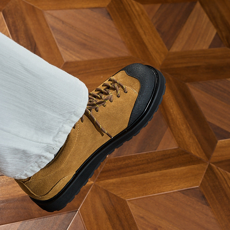 Urban Workwear Shoes: Contrast Suede Design & Rugged Lace Detailing