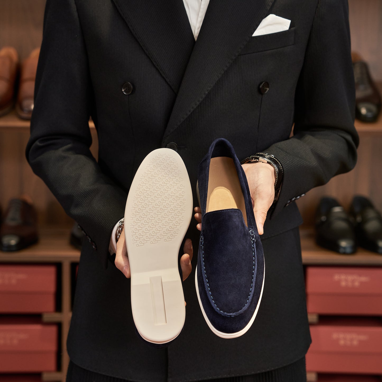 Men’s Cashmere Leather Slip-On Loafers – Soft Breathable and Slip-Resistant