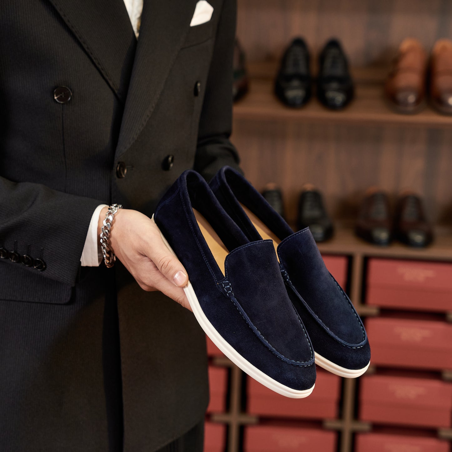 Men’s Cashmere Leather Slip-On Loafers – Soft Breathable and Slip-Resistant