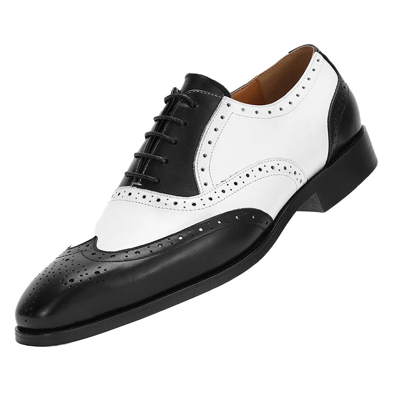 Men’s Oxford Shoes Black & White Wingtip Brogues