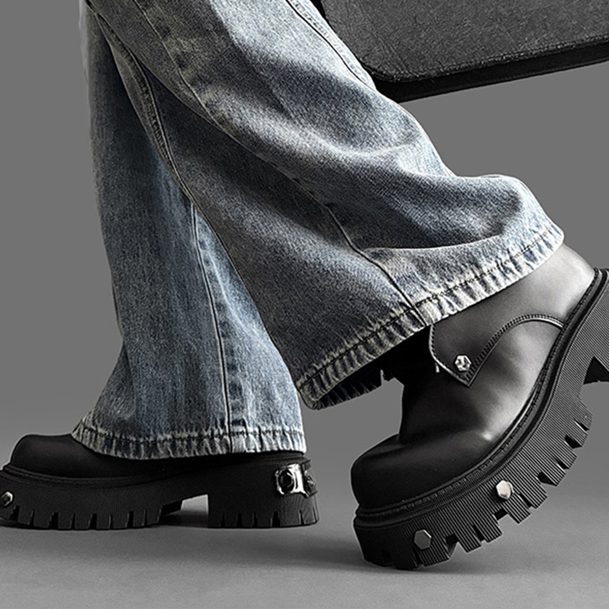Men's Chunky Platform Derby Shoes | with Metallic Studs