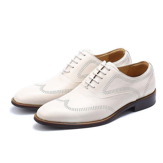 Men’s White Brogue Oxford Shoes