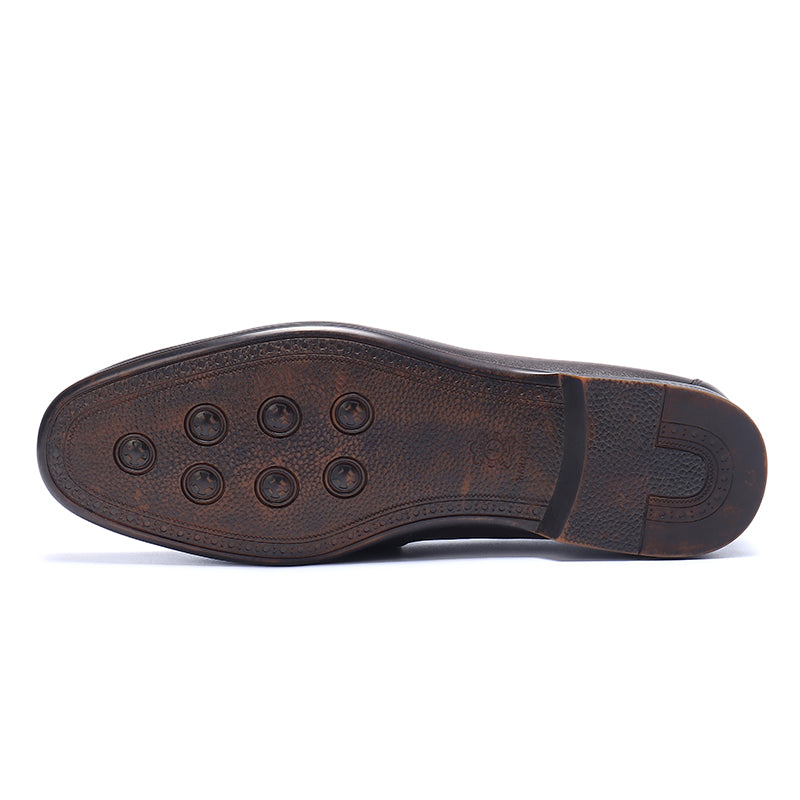 Men's Loafers - Structured Metal Accent & Polished Leather