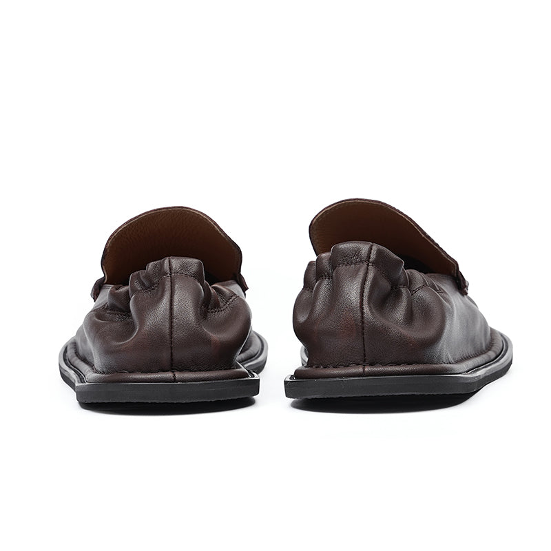 Men's Loafers - Double-Stitched Straps & Flex Heel Comfort