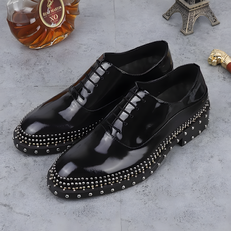 Men's Oxford Shoes Patent Leather Studded Rock-Style