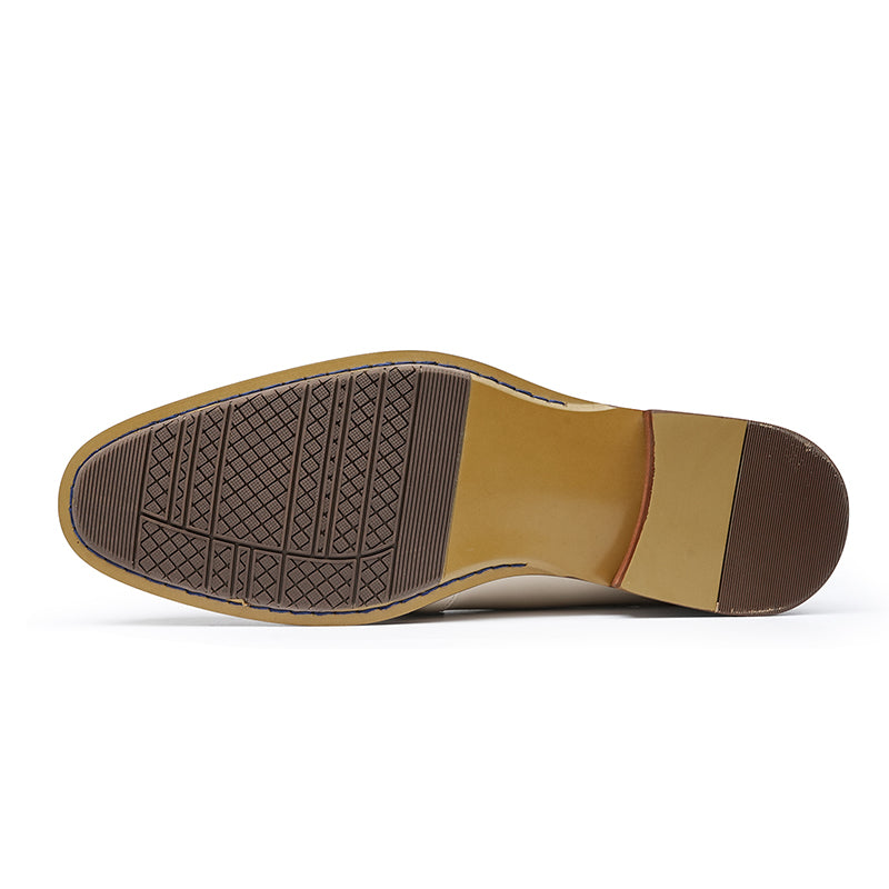 Men’s Cream Leather Backless Loafers