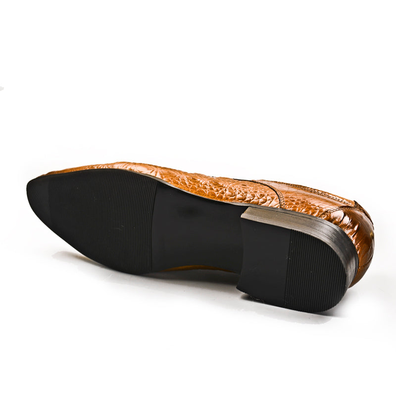 Men's Derby Crocodile-Textured Leather Shoes