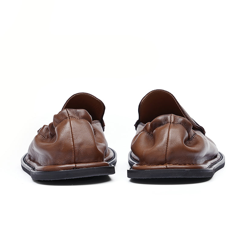 Men's Loafers - Double-Stitched Straps & Flex Heel Comfort