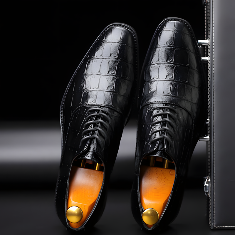 Men's Formal Oxfords Crocodile-Textured Leather Dress Shoes