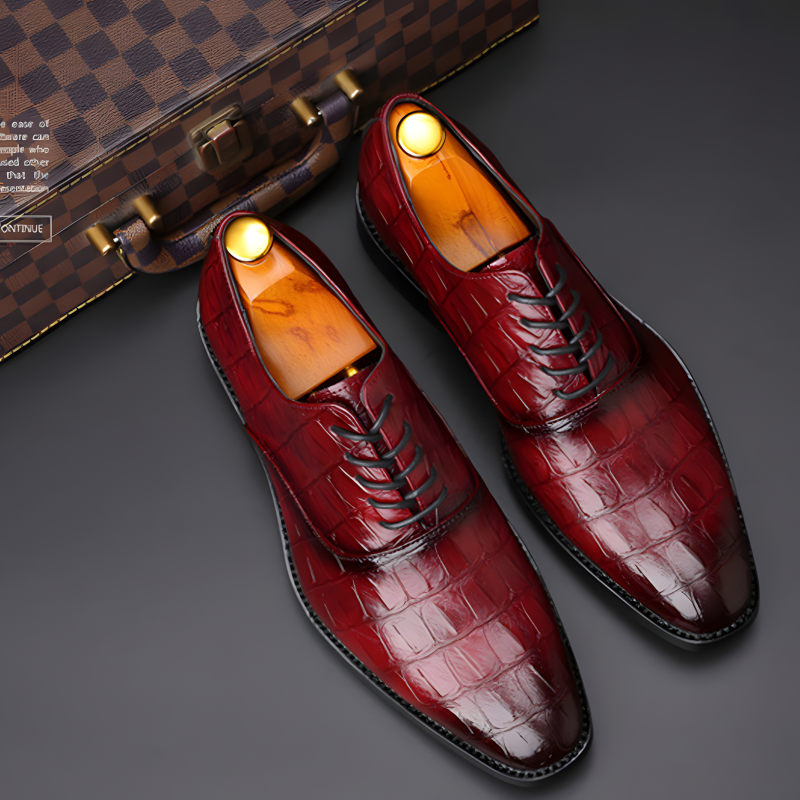 Men's Formal Oxfords Crocodile-Textured Leather Dress Shoes