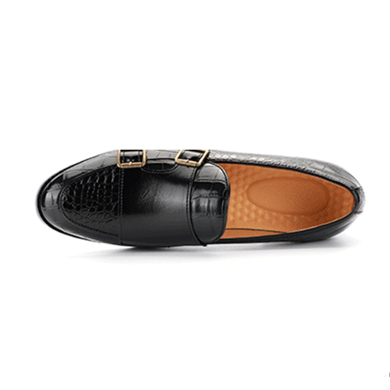 Men's Monk Strap Dress Shoes Crocodile Uppe Patchwork Style