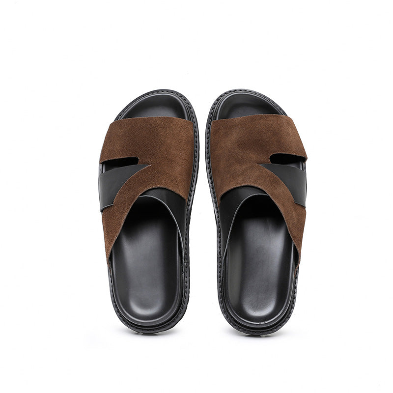 Men's Artisan Sliders: Cross-Strap Architecture & Effortless Comfort