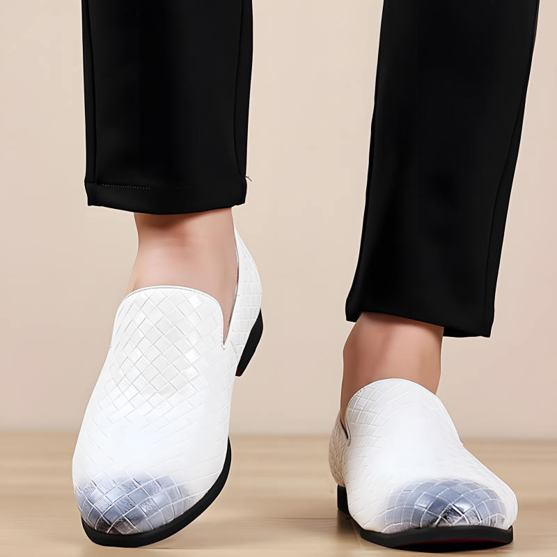 Men’s Loafers Woven Leather Slip-On Shoes