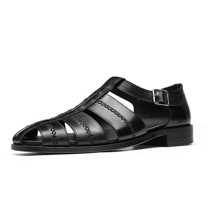 Men’s Hand-Stitched Cutout Leather Sandals