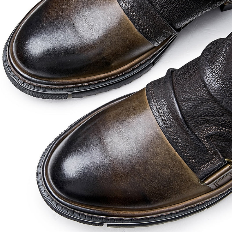 Martin Boots Vintage Workwear - Waxed Leather with Patchwork Buckle Design
