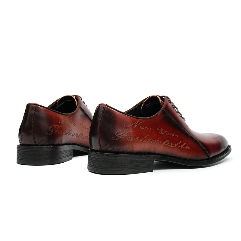 Men's Oxford Shoes Letter-Embossed Dress Shoes