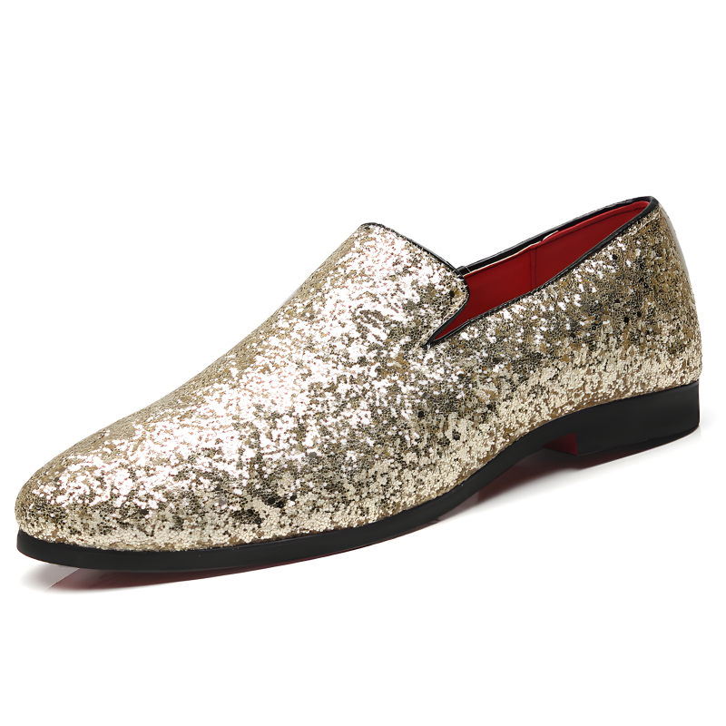 Men's Glitter Loafers Dazzling Slip-On Dress Shoes