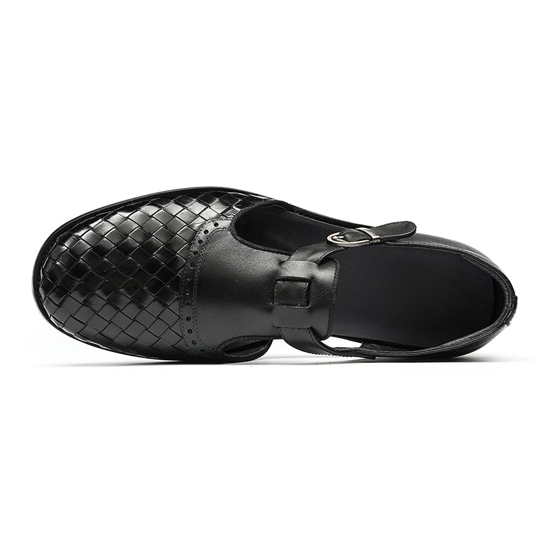 Men’s Woven Leather Buckle Sandals