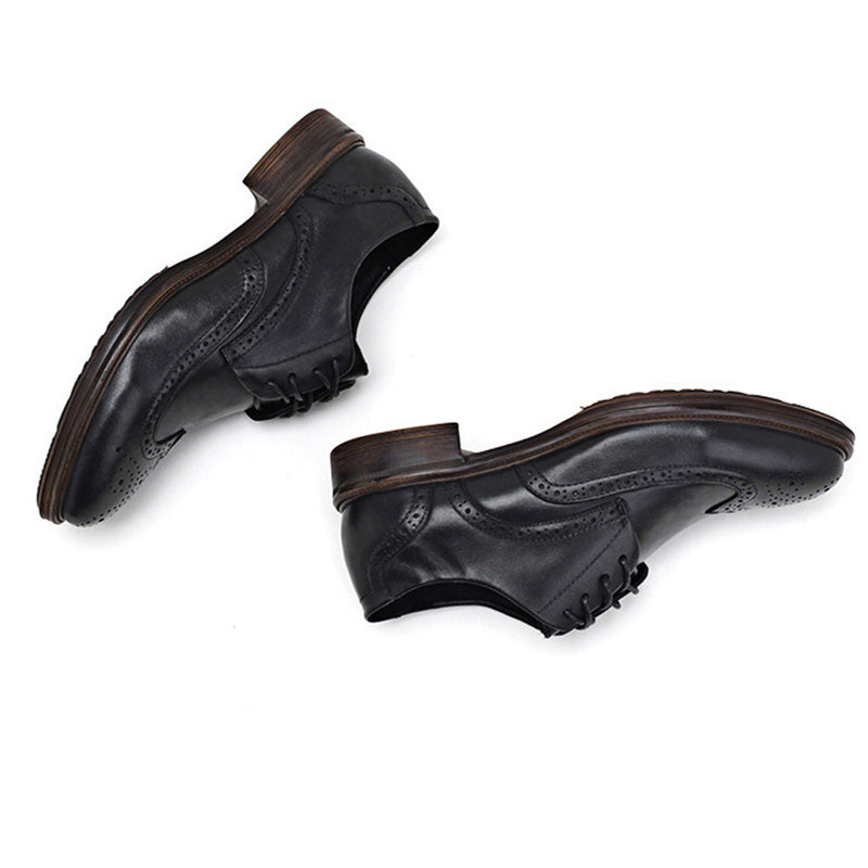 Men's Artistic Brogue Derby Shoes: Elaborate Carvings & Sophisticated Stitching