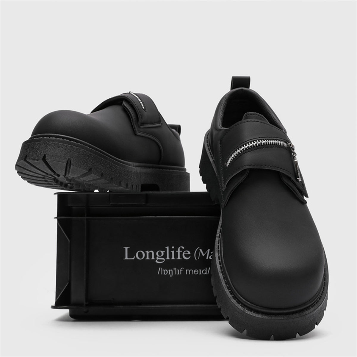Men's Zip Strap Slip-On Shoes | with Chunky Sole & Round Toe