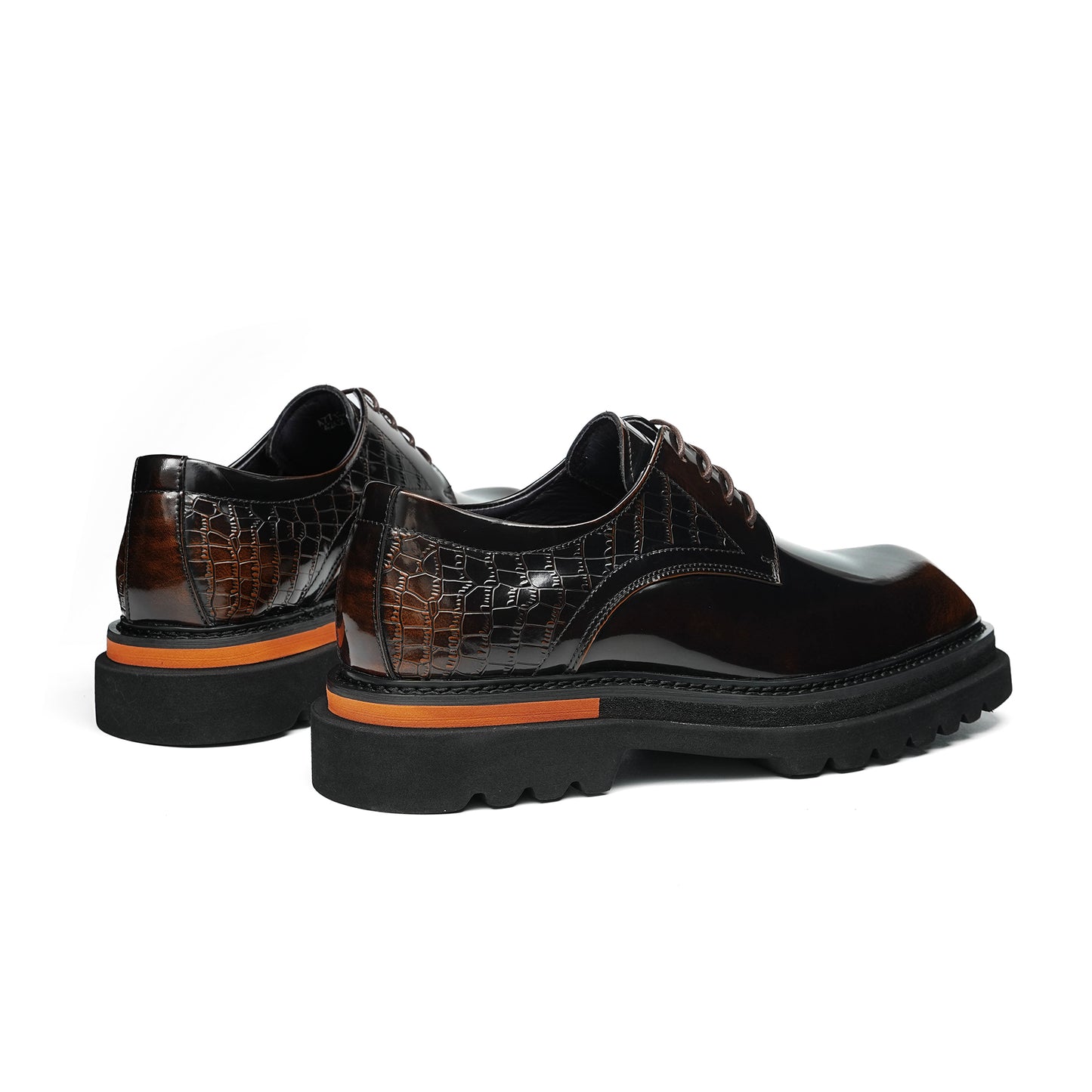 Architectural Derby Shoes: Sculptural Square-Toe & Contrast Trim Detailing
