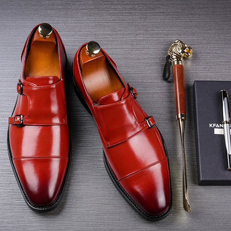 Men's Formal Monk Strap Dress Shoes with Dual Metal Buckles
