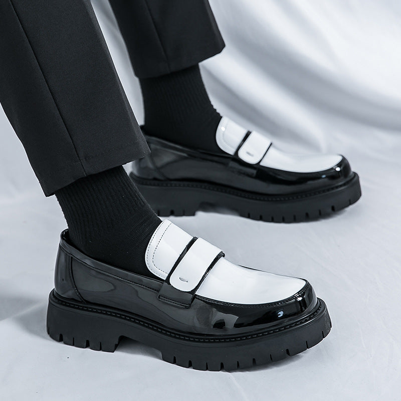 Modern Two-Tone Men's Loafers: Architectural Sole & Streamlined Silhouette
