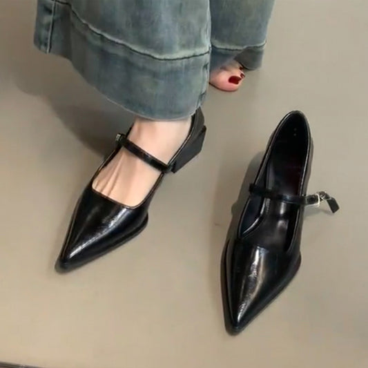 Women's Pointed-Toe Mary Jane Pumps with Ankle Strap Detail