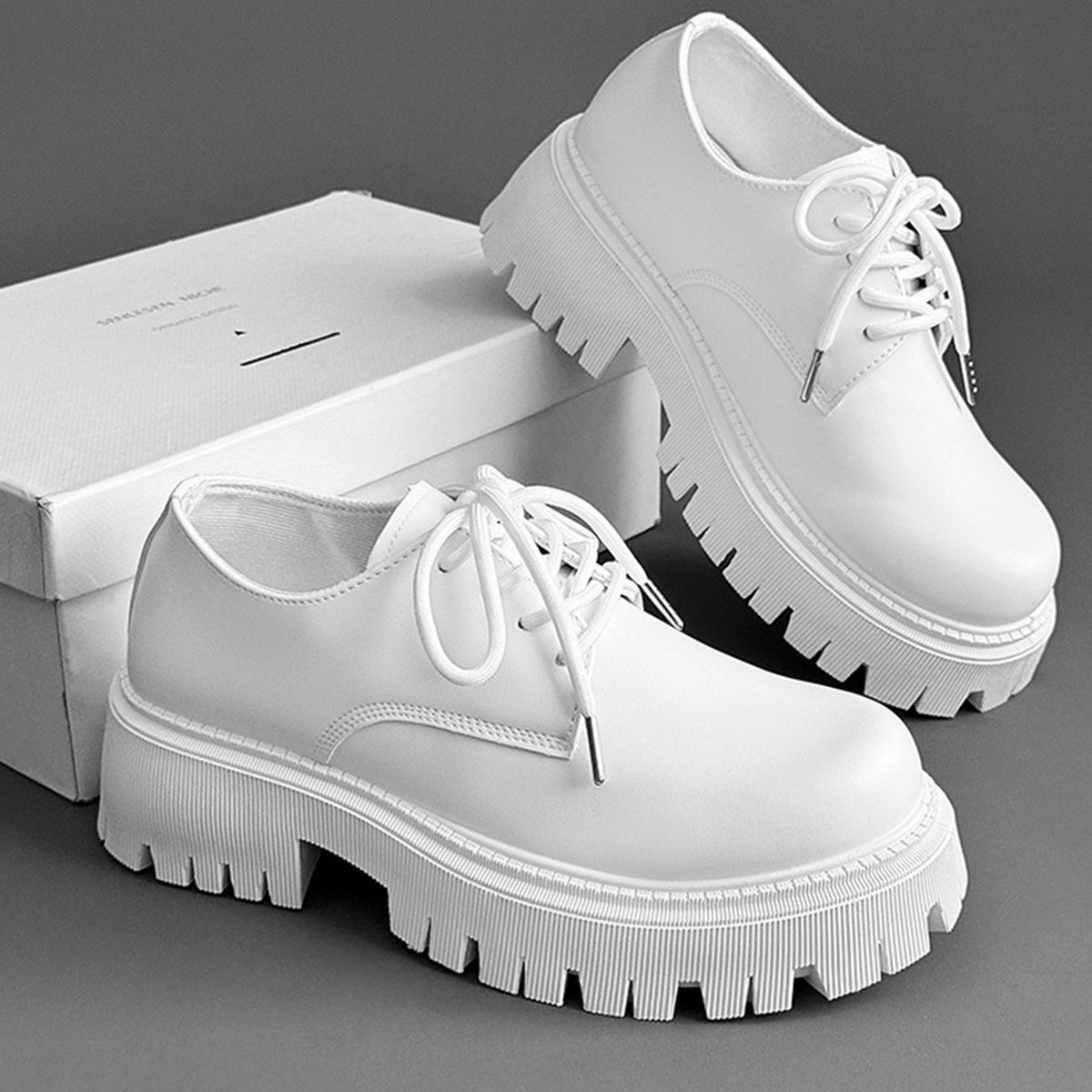 Men's Artistic Derby Shoes | with Chunky Lug Sole & Brushstroke Detail