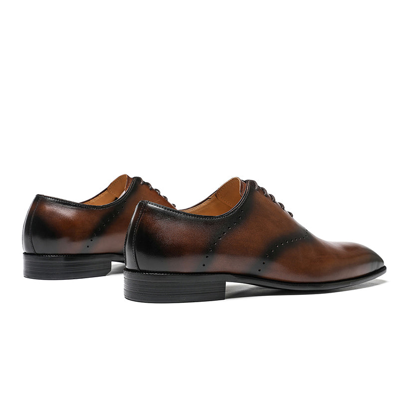 Men's Classic Oxford Shoes - Polished Leather & Precision Perforations