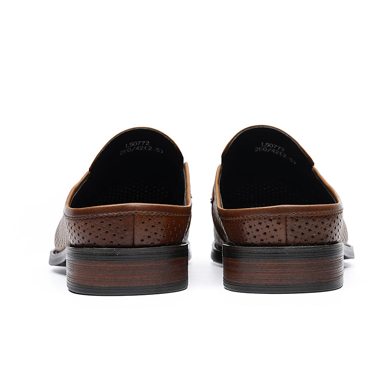 Men’s Backless Loafers with Perforated Design