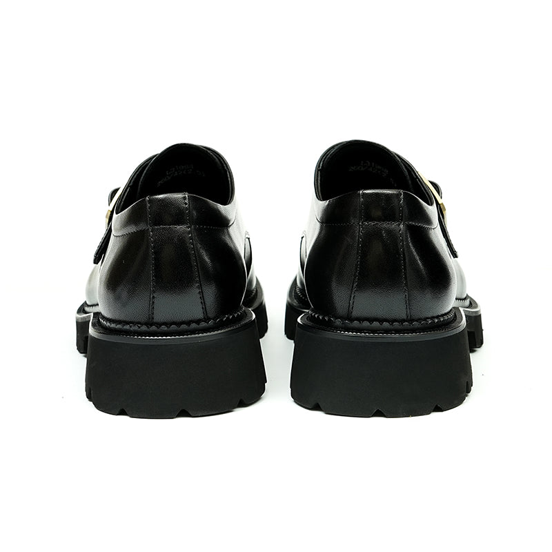 Men's Single-Buckle Monk Shoes Thick Grip Sole & Premium Leather
