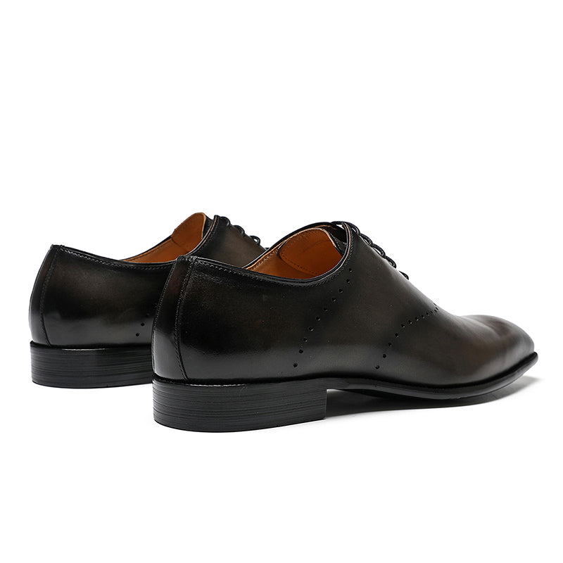 Men's Classic Oxford Shoes - Polished Leather & Precision Perforations